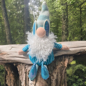 MYT International Blue Easter Gnome Bunny Ears Easter Basket Plush Shelf Sitter